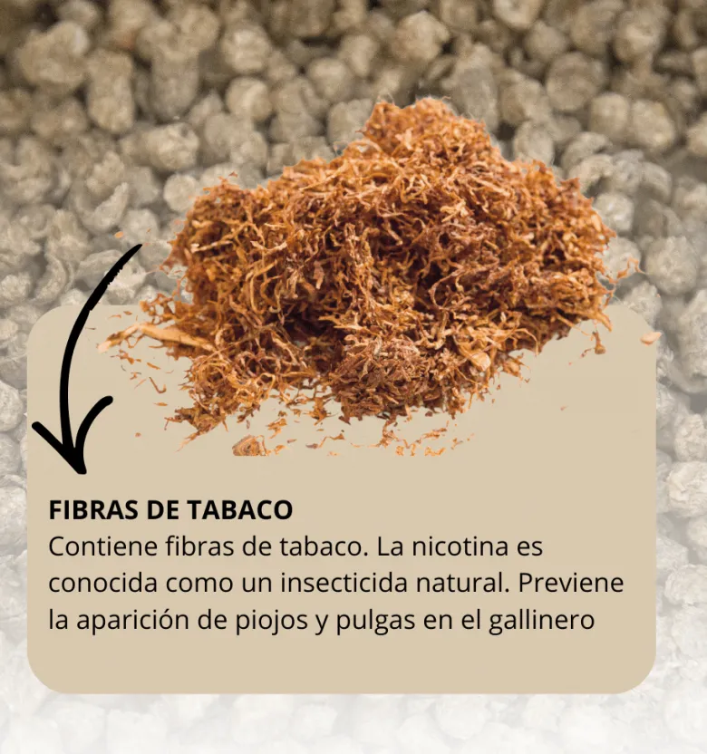 Cama para aves con tabaco